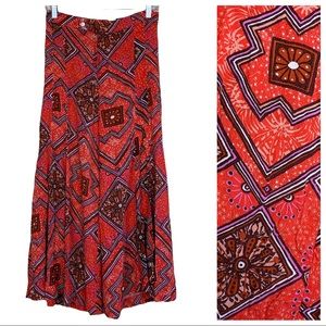 By Anthropologie Boho Floral Paisley Cropped Palazzo Super Wide Leg Pants US 0